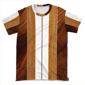 Nalu Mua Hawaiian Faux Koa Wood Surfboard - White AOP T-shirt Tee