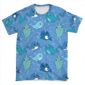 Narwhal Pattern AOP T-shirt Tee