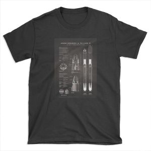 NASA SpaceX Crew Dragon Spacecraft & Falcon 9 Rocket Blueprint in High Resolution (black) T-shirt Tee