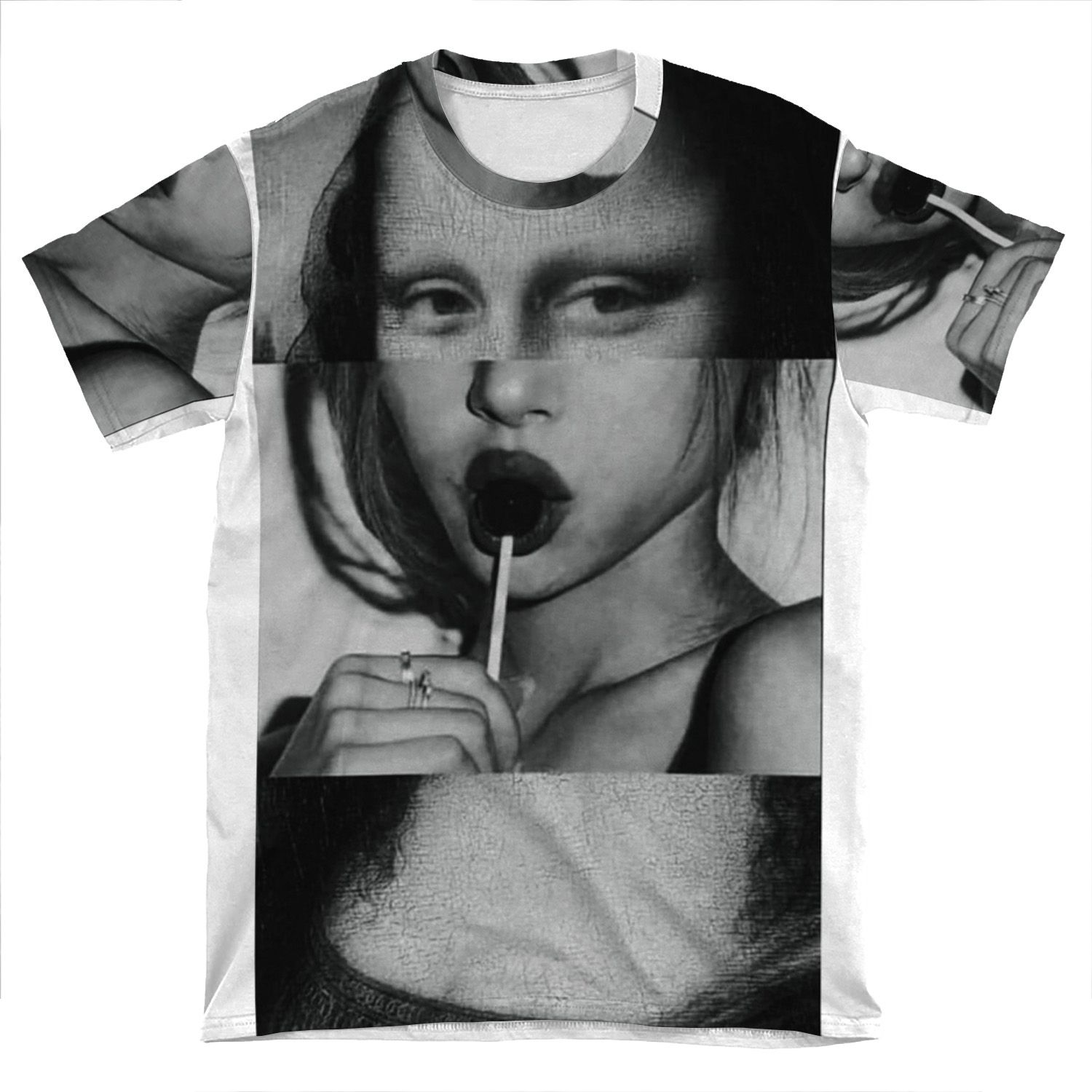 Naughty Mona Lisa Vaporwave AOP T-shirt Tee