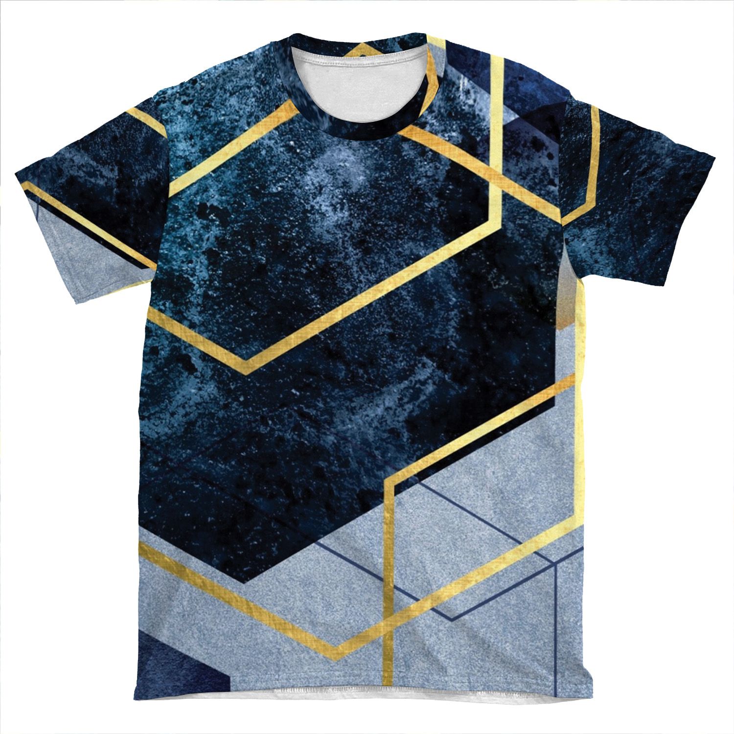 Navy And Gold Geo AOP T-shirt Tee