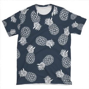 Navy & White Pineapple Pattern AOP T-shirt Tee