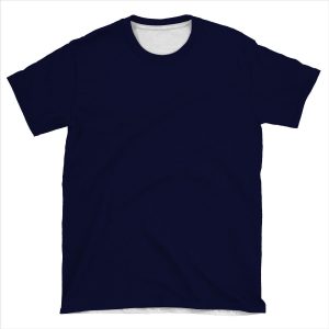 Navy Blue Solid Color AOP T-shirt Tee
