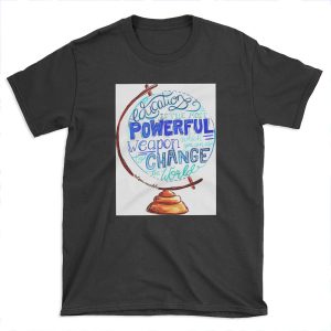 Nelson Mandela - Education Change The World, Typography Vintage Globe Design T-shirt Tee