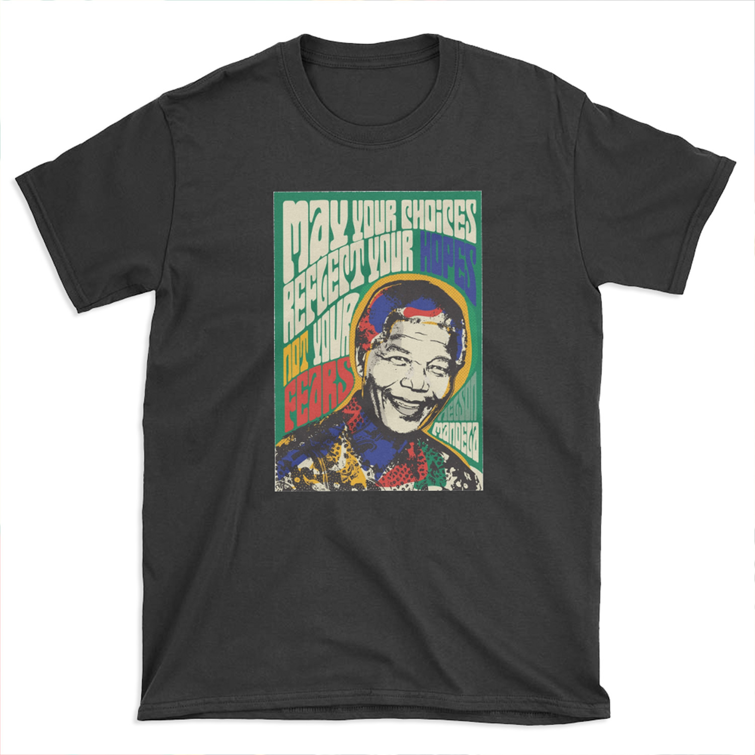 Nelson Mandela Pscyhedelic Pop Art T-shirt Tee