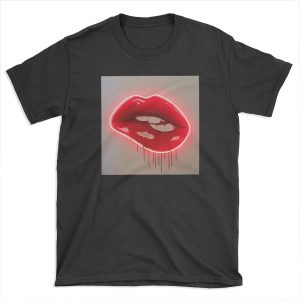 Neon Lip Biting Tapestry T-shirt Tee