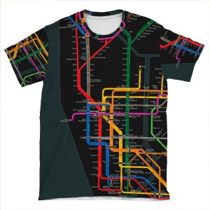 New York City Dark Subway Map AOP T-shirt Tee