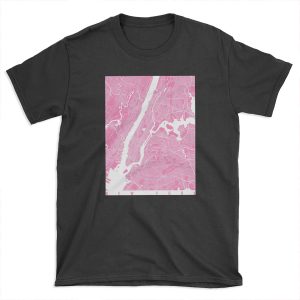 New York map pink T-shirt Tee