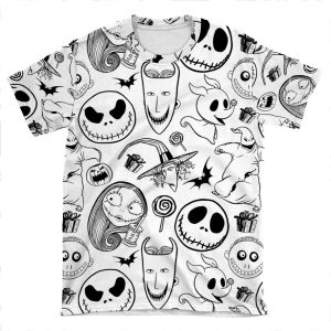 Nightmare Before Christmas Pattern AOP T-shirt Tee