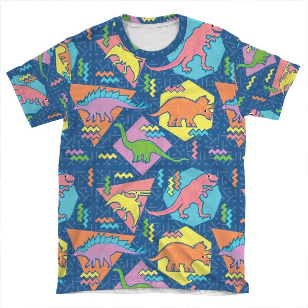 Nineties Dinosaurs Pattern AOP T-shirt Tee