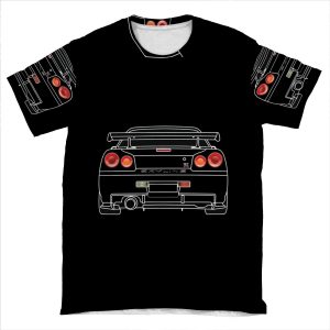 Nissan Gtr R34 White AOP T-shirt Tee