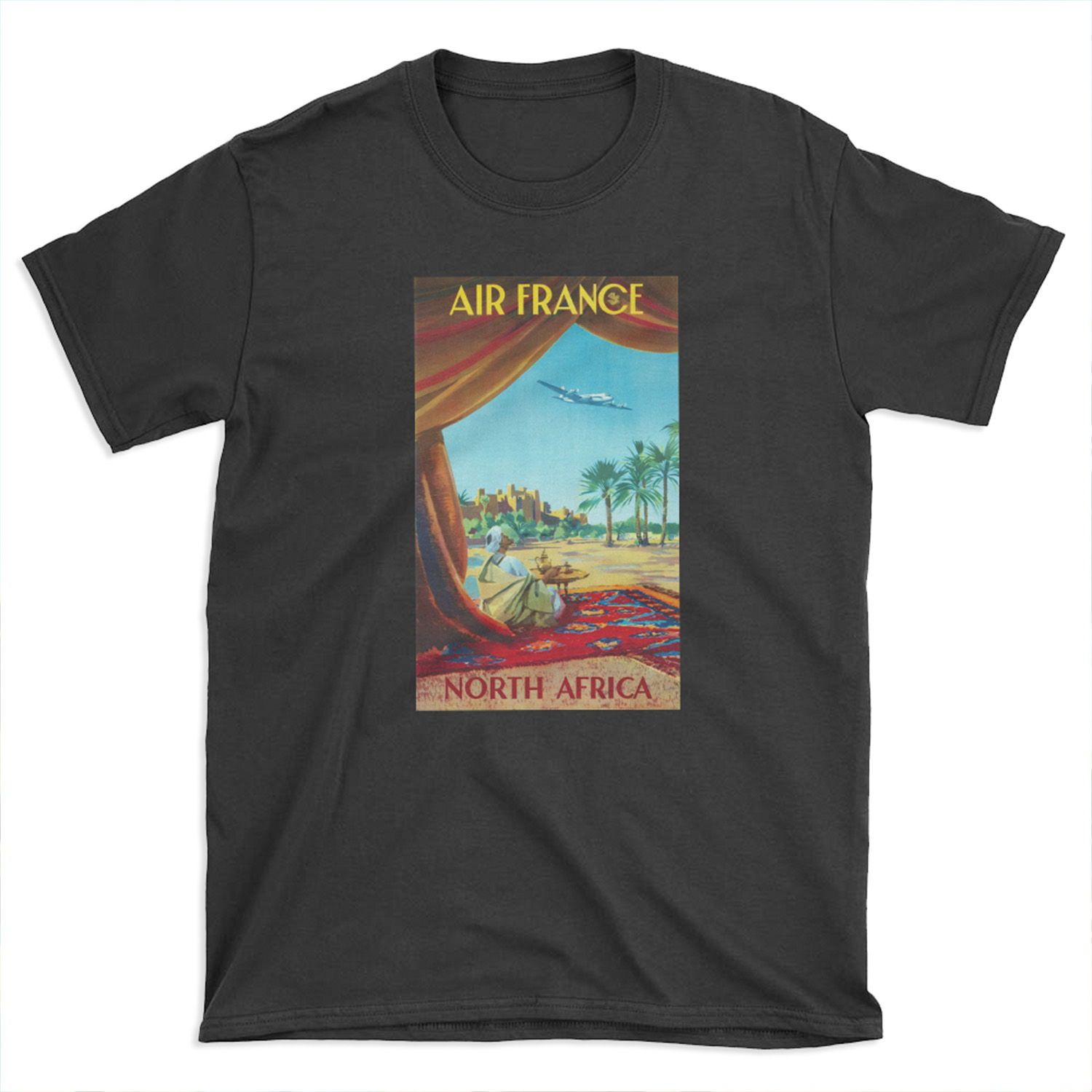 North Africa - 1950s Vintage Air France Travel T-shirt Tee
