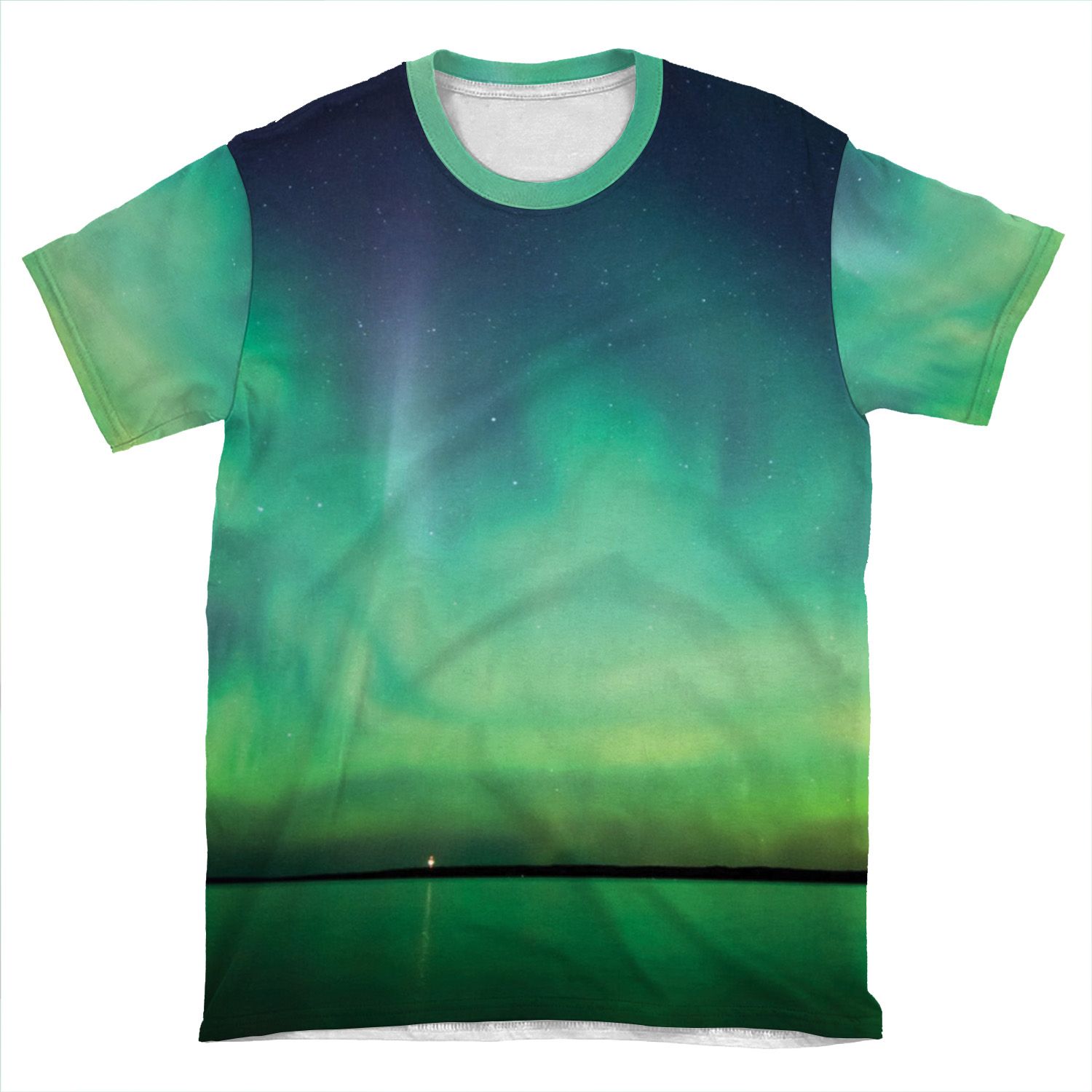 Northern Lights Over Lake AOP T-shirt Tee