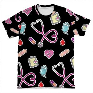 Nursing Life - Dark Print AOP T-shirt Tee