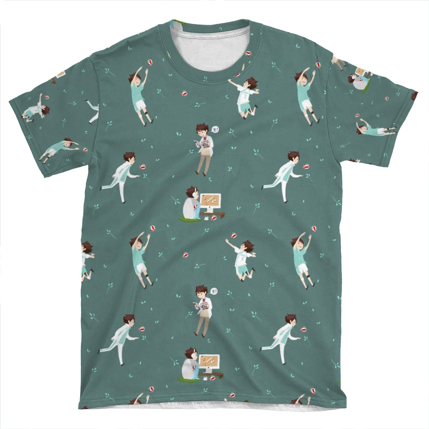 Oikawa Tooru Pattern - Green AOP T-shirt Tee