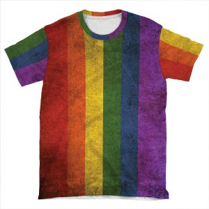 Old And Worn Distressed Vintage Gay Pride Rainbow Flag AOP T-shirt Tee