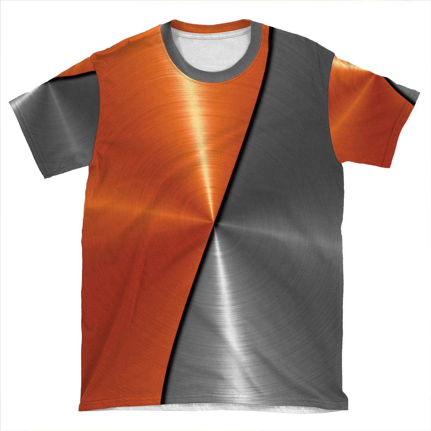 Orange And Silver Stainless Shiny Steel Metal AOP T-shirt Tee