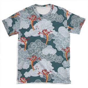 Oriental Mushu Pattern AOP T-shirt Tee