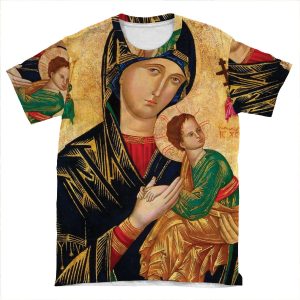 Our Lady Of Perpetual Help, Russian Orthodox Icon, Madonna And Child, Virgin Mary AOP T-shirt Tee