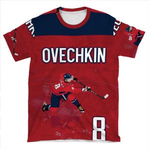 Ovechkin #8 Washington Capitals Home Jersey AOP T-shirt Tee
