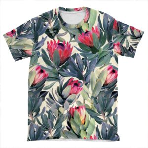 Painted Protea Pattern AOP T-shirt Tee