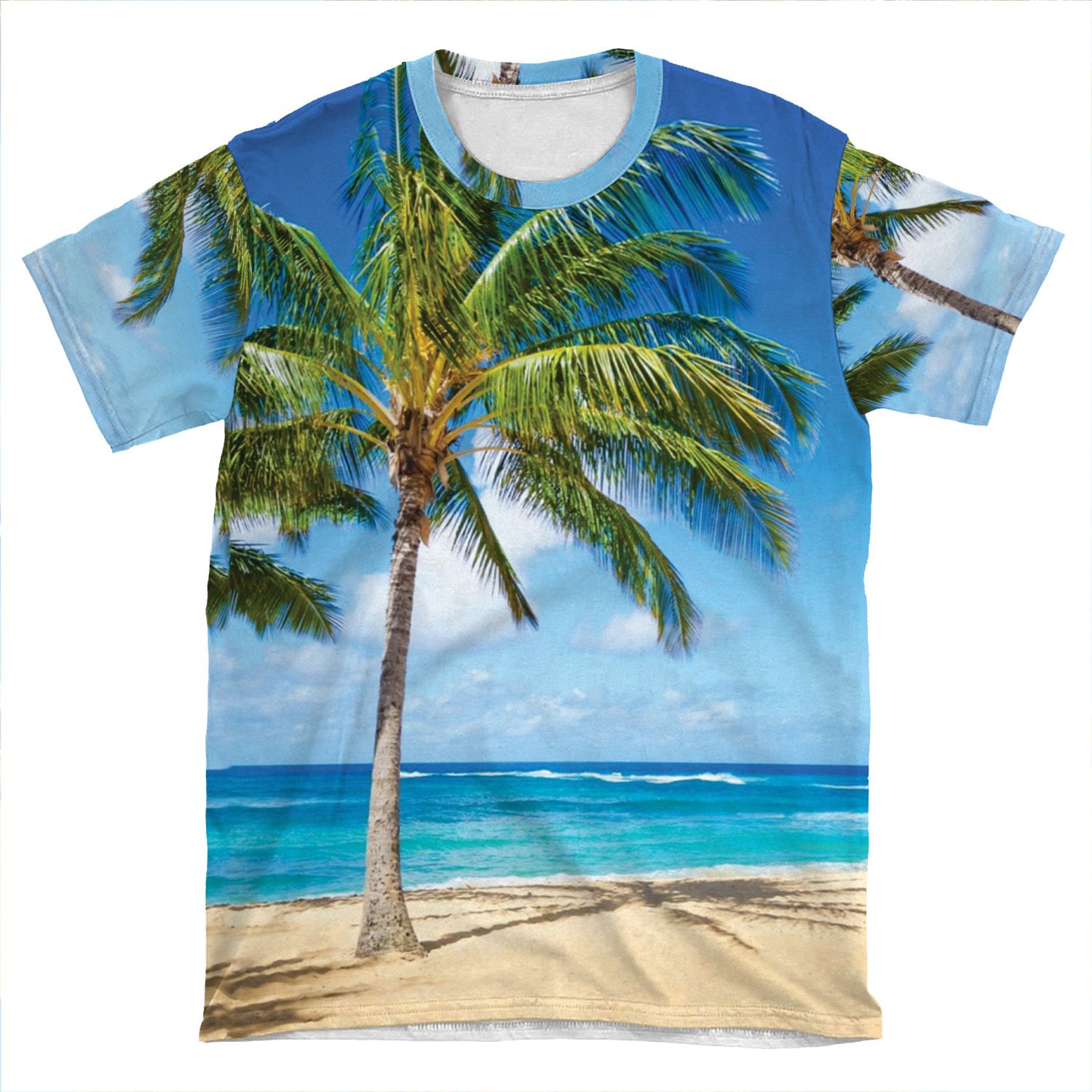 Palm Trees On The Sandy Beach In Hawaii AOP T-shirt Tee