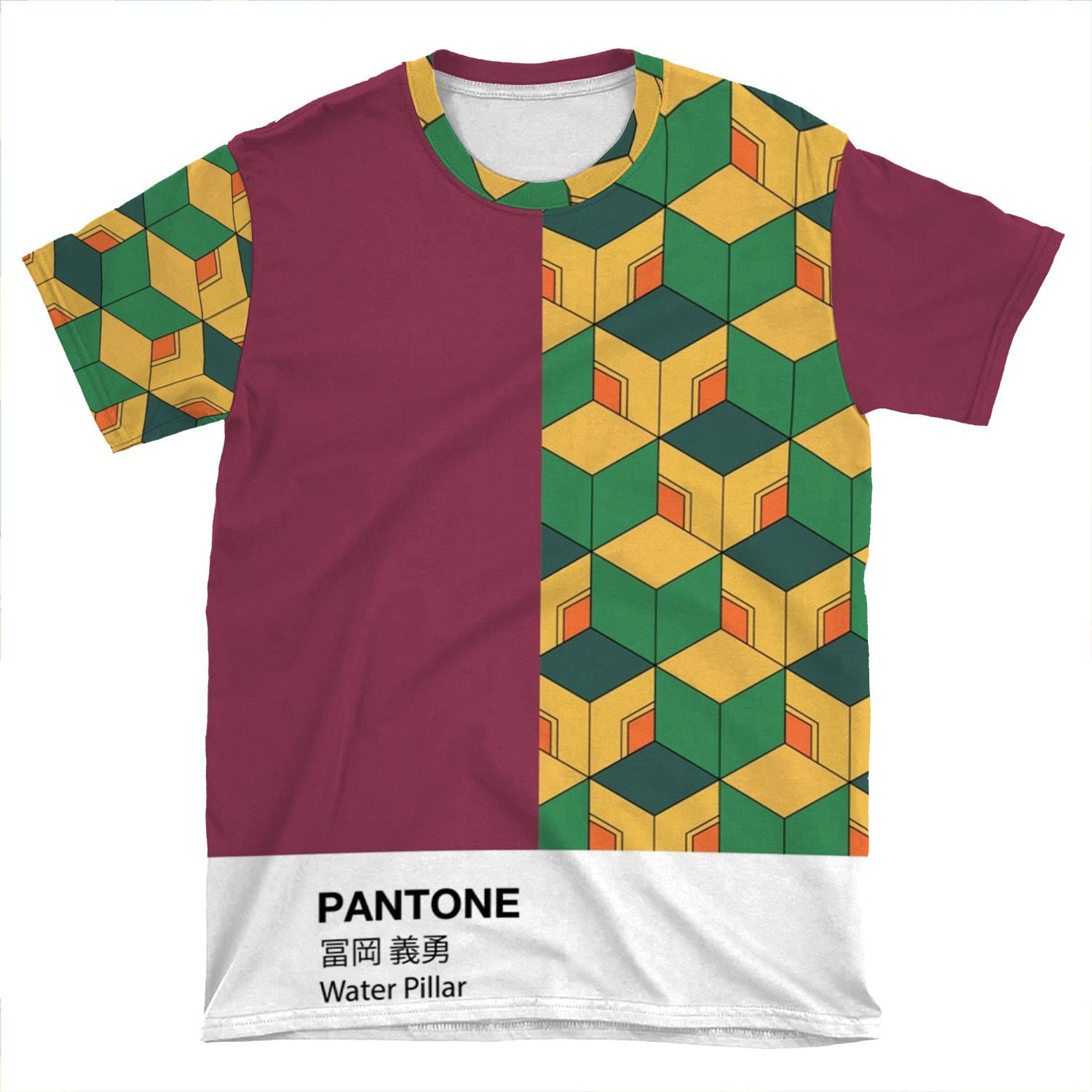 Pantone Case Demon Slayer Giyu Tomioka Water Pillar AOP T-shirt Tee