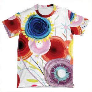 Paris Wedding Bouquet Peony Floral Designer AOP T-shirt Tee