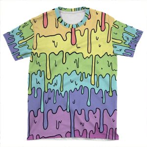 Pastel Kawaii Melting Rainbow Design AOP T-shirt Tee
