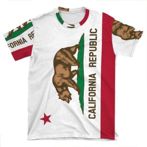 Patriotic Flag Of California Republic AOP T-shirt Tee