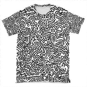 Pattern Black And White AOP T-shirt Tee