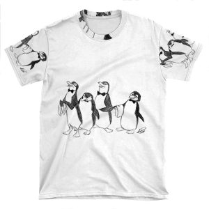 Penguins From Mary Poppins Sketch AOP T-shirt Tee