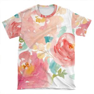 Peonies Watercolor Bouquet AOP T-shirt Tee