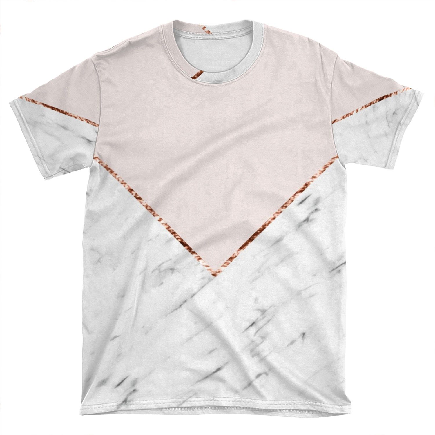 Peony Blush Geometric Marble AOP T-shirt Tee