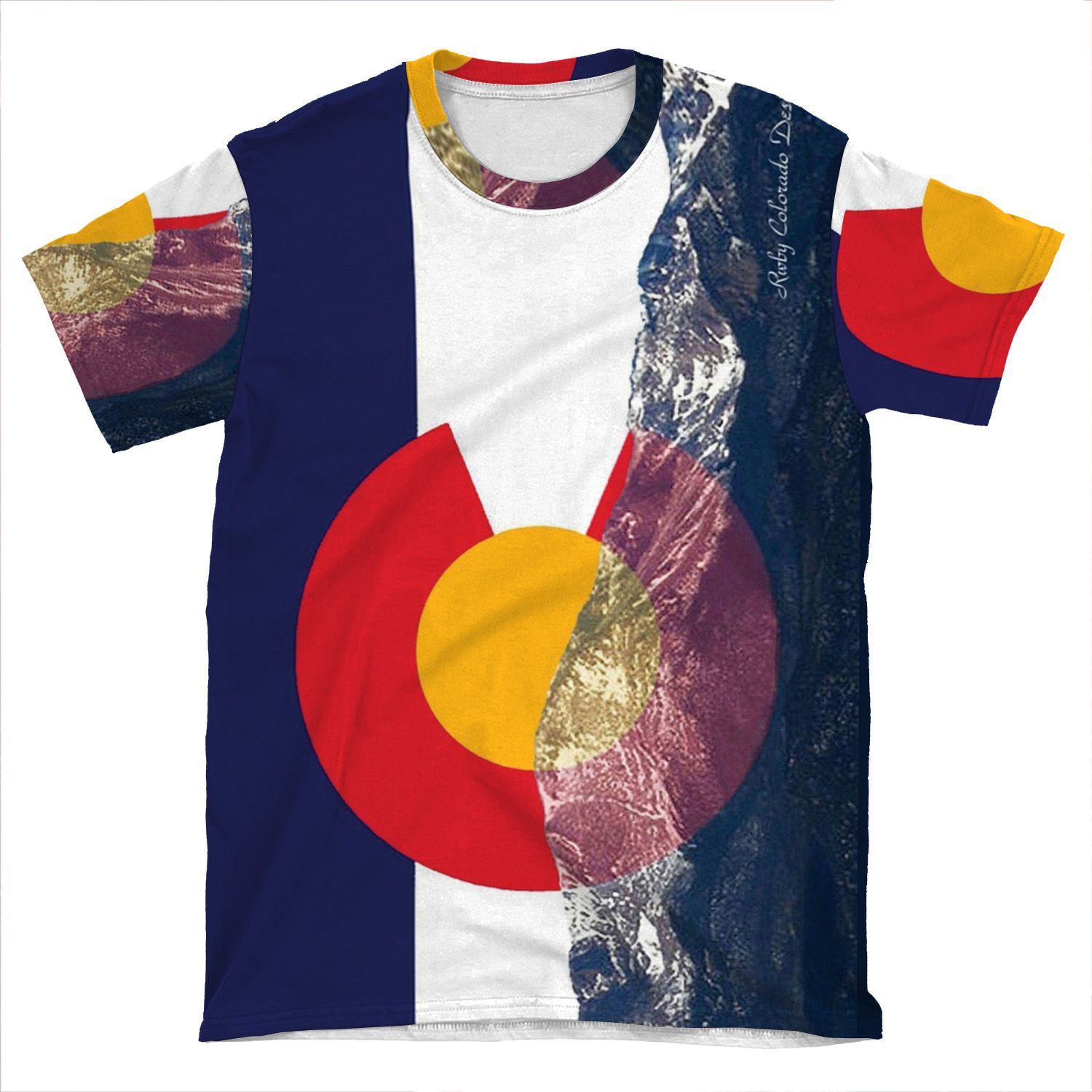 Pikes Peak Colorado Flag AOP T-shirt Tee