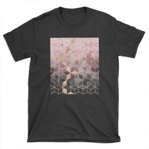 Pink And Grey Gradient Cubes T-shirt Tee