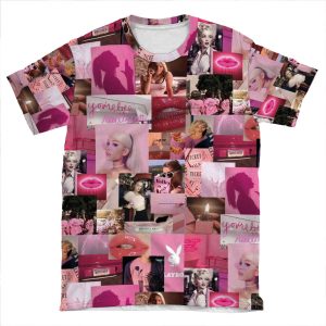 Pink Baddie Collage AOP T-shirt Tee