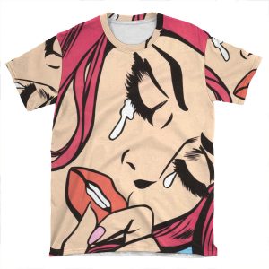 Pink Crying Comic Girl AOP T-shirt Tee