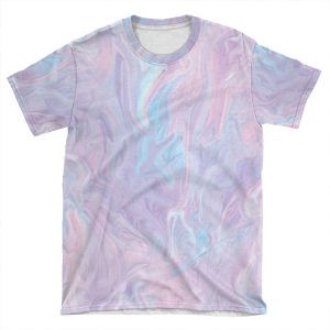Pink Holographic Pastel Color Print AOP T-shirt Tee
