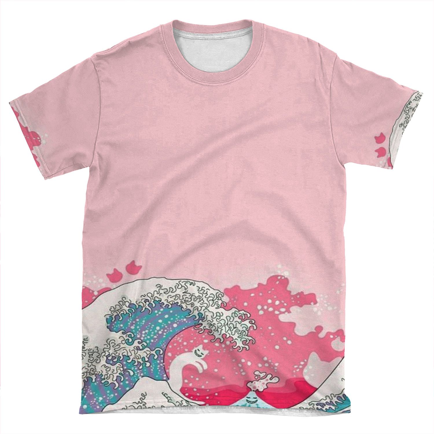 Pink Pale Waves - Iphone & Galaxy S AOP T-shirt Tee