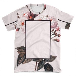 Pink Rectangle Flowers AOP T-shirt Tee