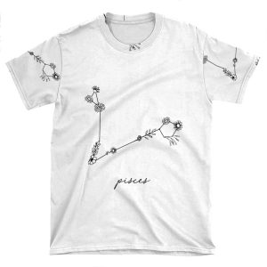 Pisces Zodiac Wildflower Constellation AOP T-shirt Tee
