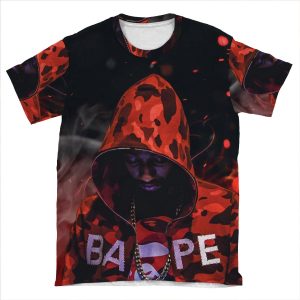 Pnb Rock Bape Fire AOP T-shirt Tee
