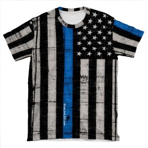 Police Blue Line Flag AOP T-shirt Tee
