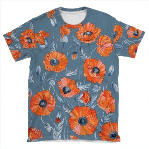 Poppies Floral Botanical Art AOP T-shirt Tee