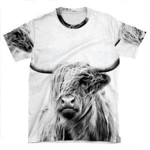 Portrait Of A Highland Cow AOP T-shirt Tee