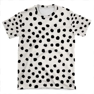 Preppy Brushstroke Free Polka Dots Black And White Spots Dots Dalmation Animal Spots Design Minimal AOP T-shirt Tee