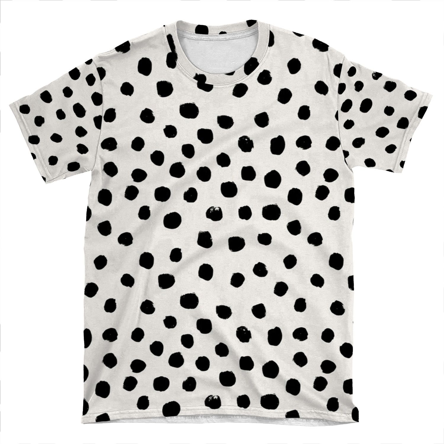 Preppy Brushstroke Free Polka Dots Black And White Spots Dots Dalmation Animal Spots Design Minimal AOP T-shirt Tee