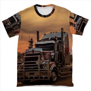 Prime Mover Kenworth Truck At Sunset AOP T-shirt Tee