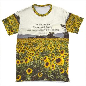 Proverbs And Sunflowers AOP T-shirt Tee